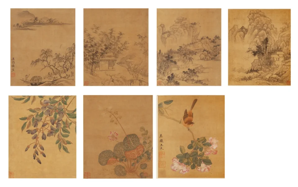 Album de sept feuilles de peinture sur soie - CHINE - XIXe siècle