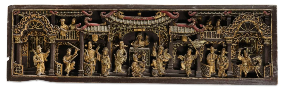 Panneau décoratif en bois sculpté - CHINE - XIXe siècle