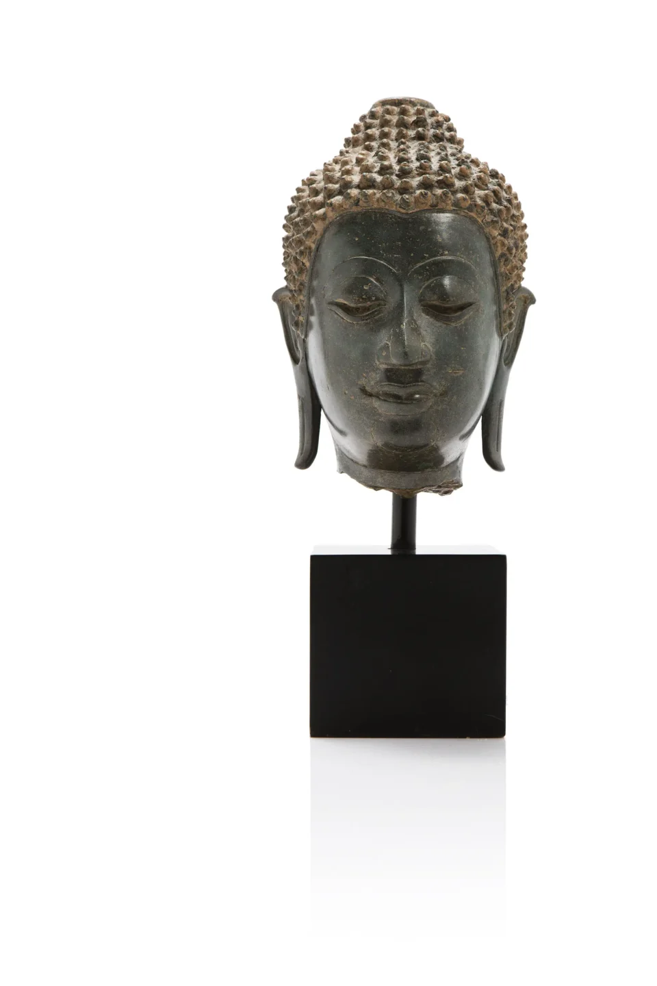 Tête du Bouddha en bronze - THAILANDE - XIVe-XVe siècle