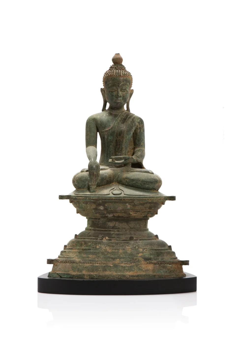 Buddha in bronze with green patina - BURMA - 19th century