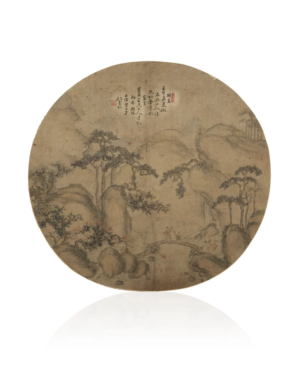 Projet d’éventail circulaire peint en polychromie sur soie - CHINE - Dynastie Qing (1644-1912)