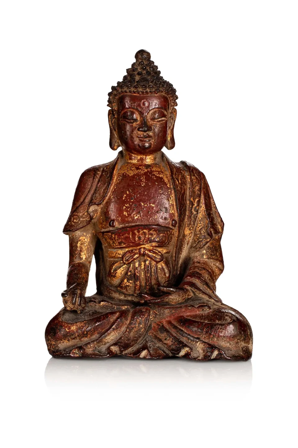 Statuette de Bouddha en bronze laqué doré - CHINE - Dynastie Ming (1368-1644)