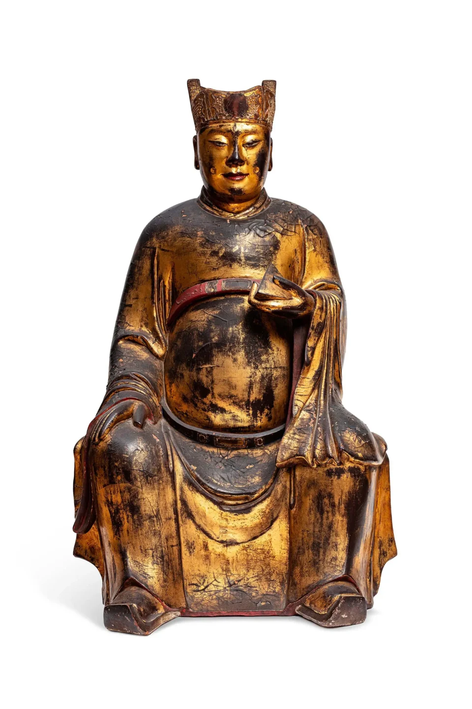 Grande sculpture en bois laqué et doré - CHINE - XVIIe siècle