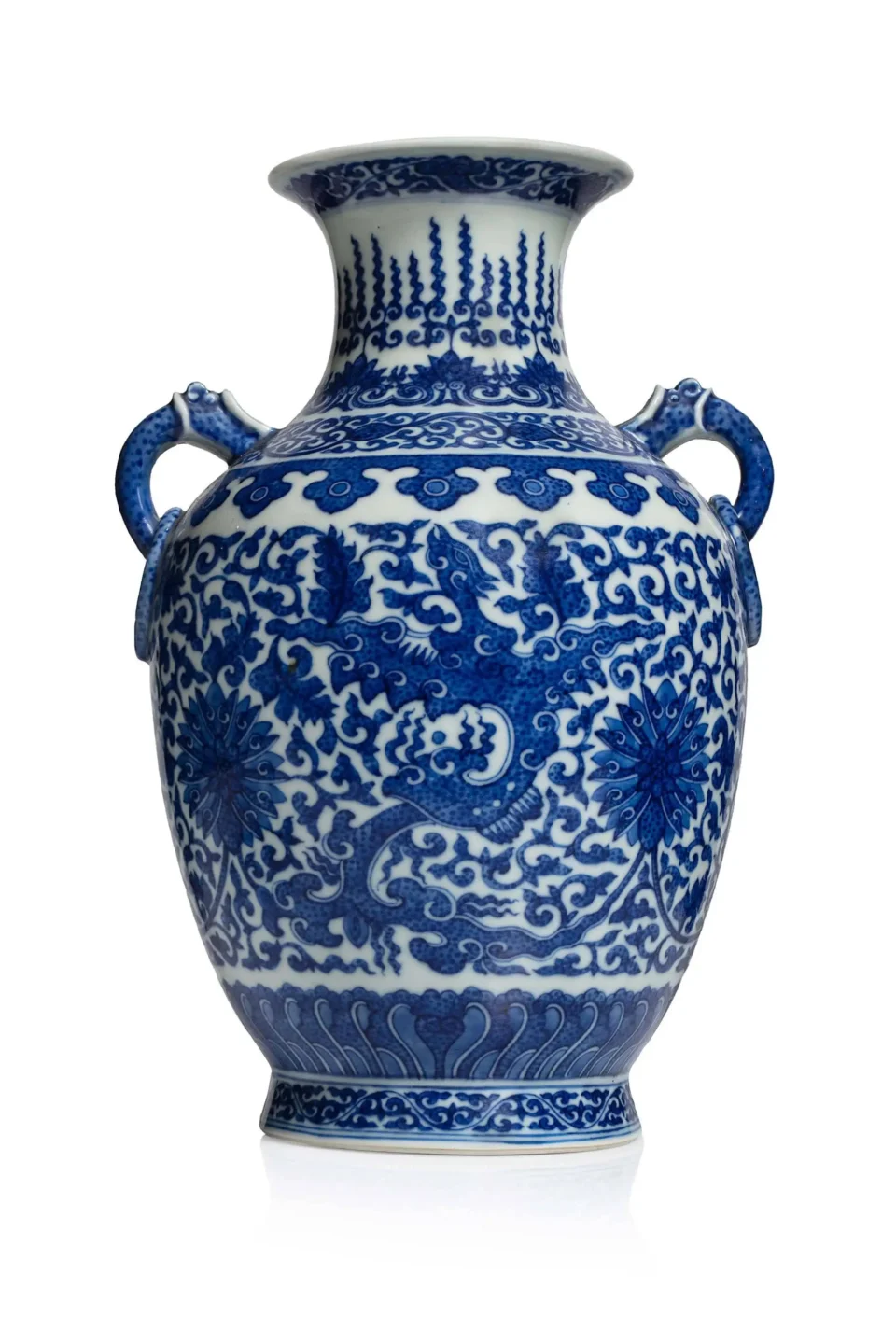 Vase balustre en porcelaine à décor bleu et blanc - CHINE - XIXe siècle