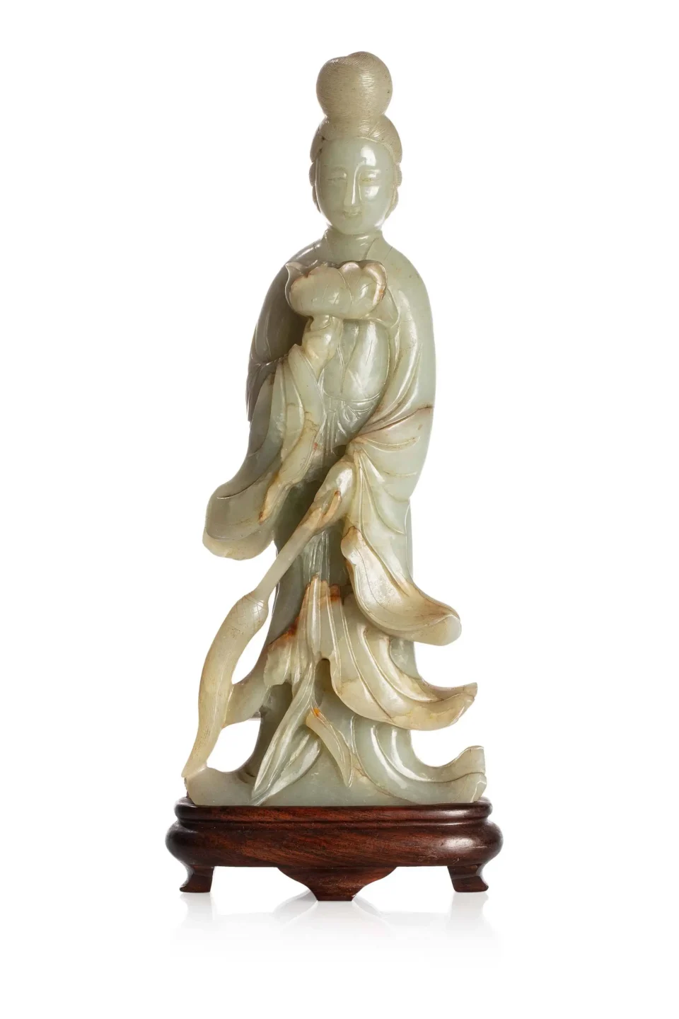 Elégante sculpture de guanyin en jade céladon - CHINE - XVIIIe siècle