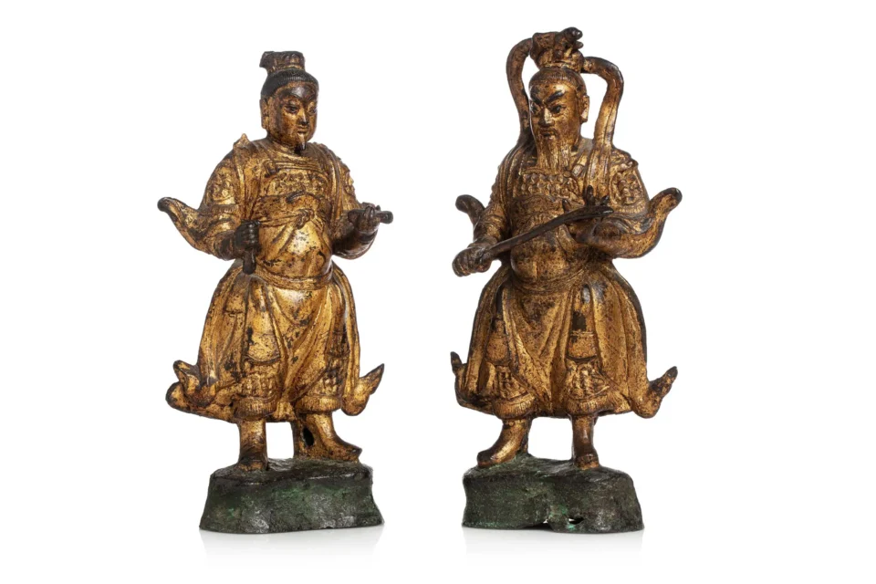 Pair of ormolu guardian kings - CHINA - Ming Dynasty (1368-1644)