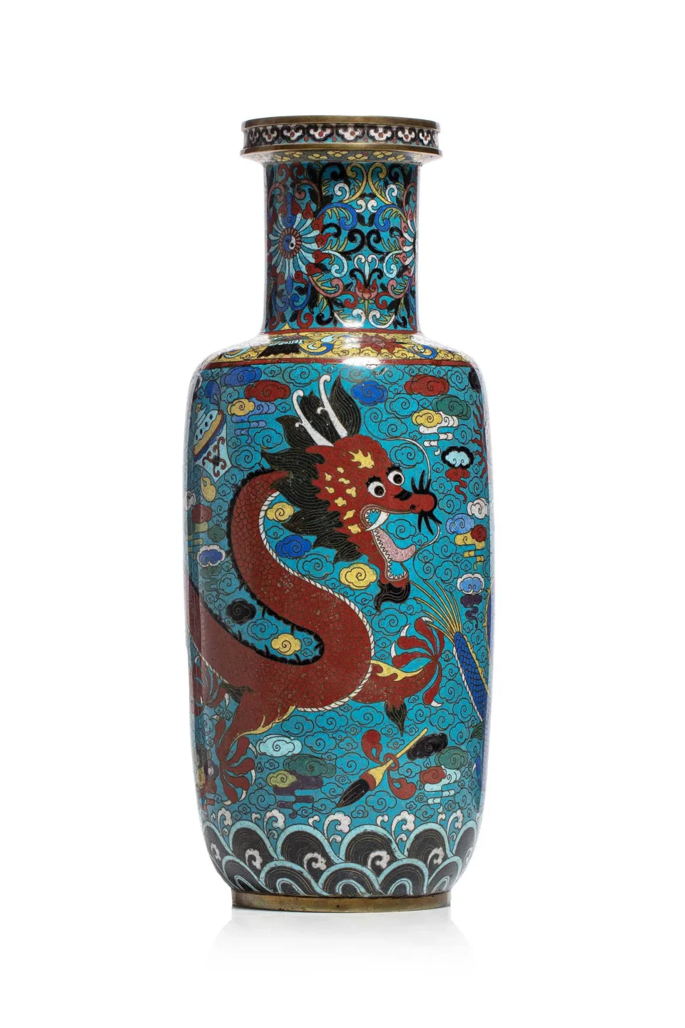 Cloisonné enamel scroll vase - CHINA - 19th century