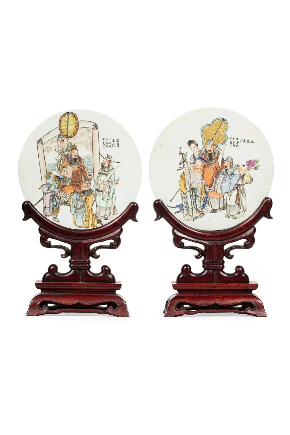 Deux plaques en porcelaine polychrome - CHINE - XXe siècle