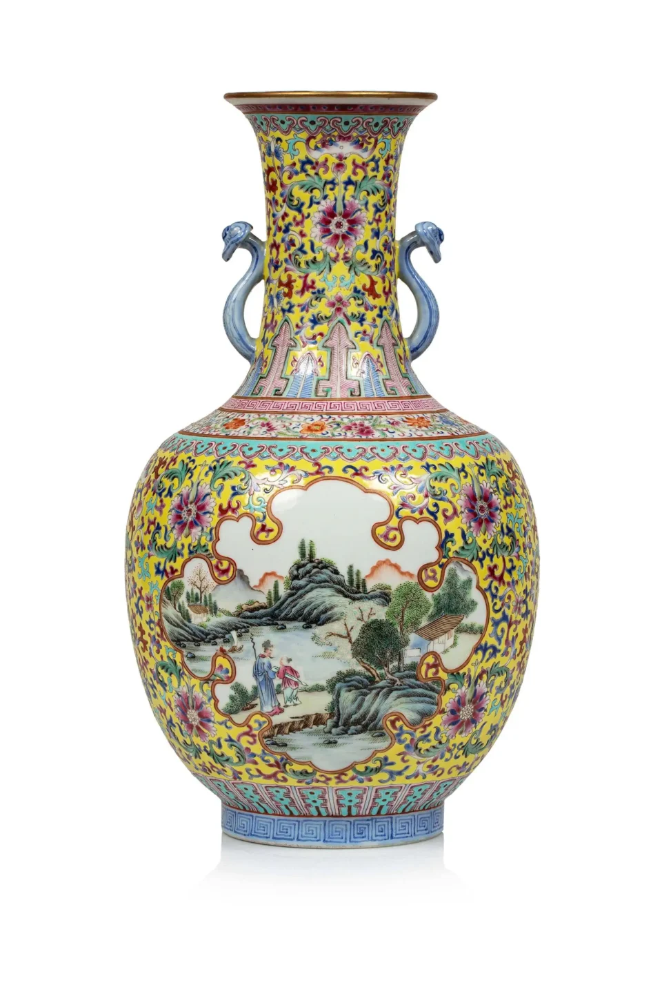 Vase bouteille en porcelaine - CHINE - XXe siècle