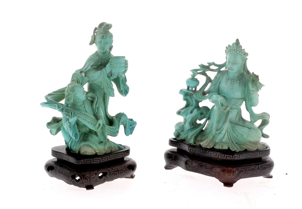 Deux figurines en turquoise - CHINE - XXe siècle