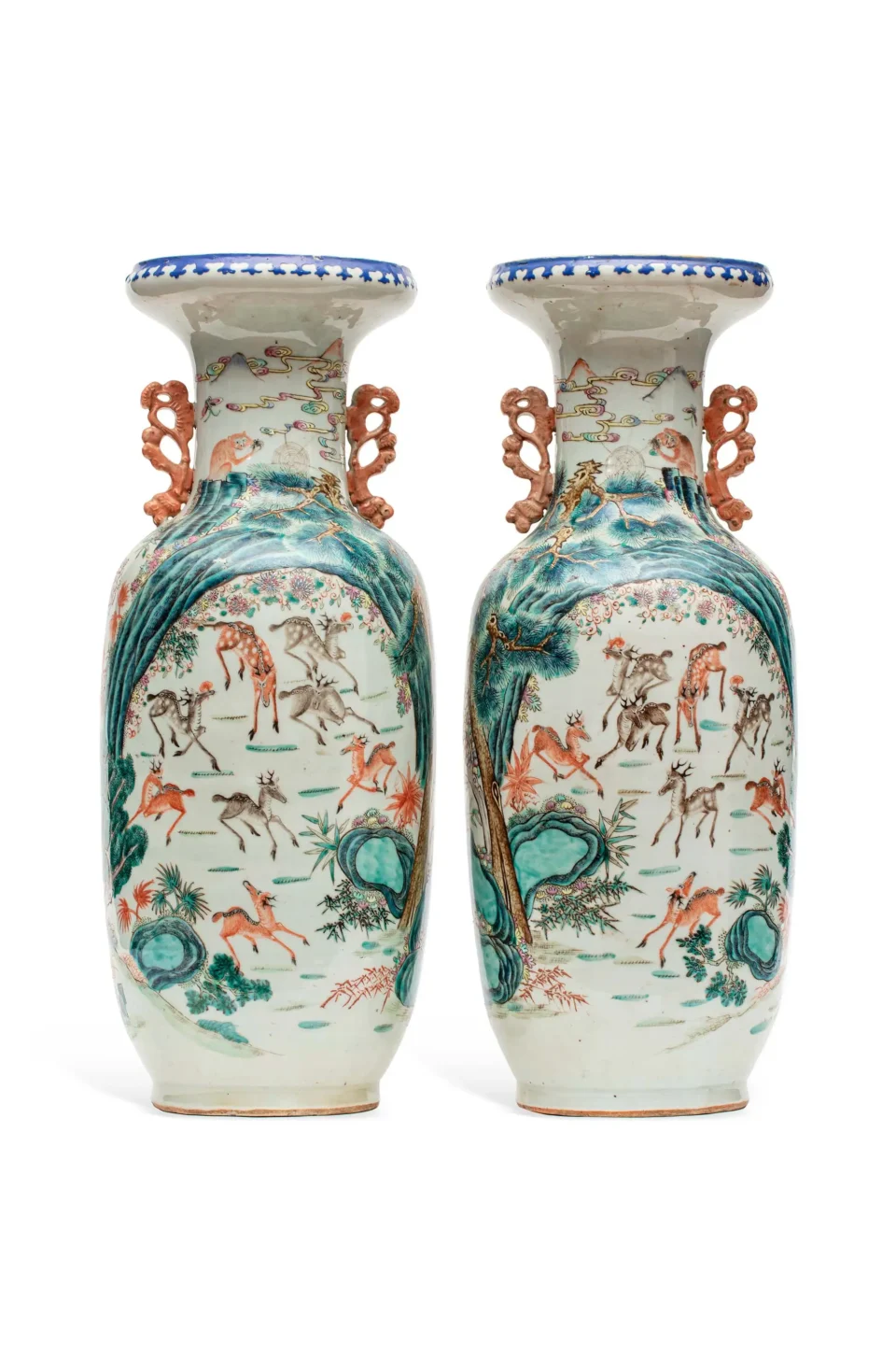 Paire de vases balustres en porcelaine polychrome - CHINE - XIXe siècle