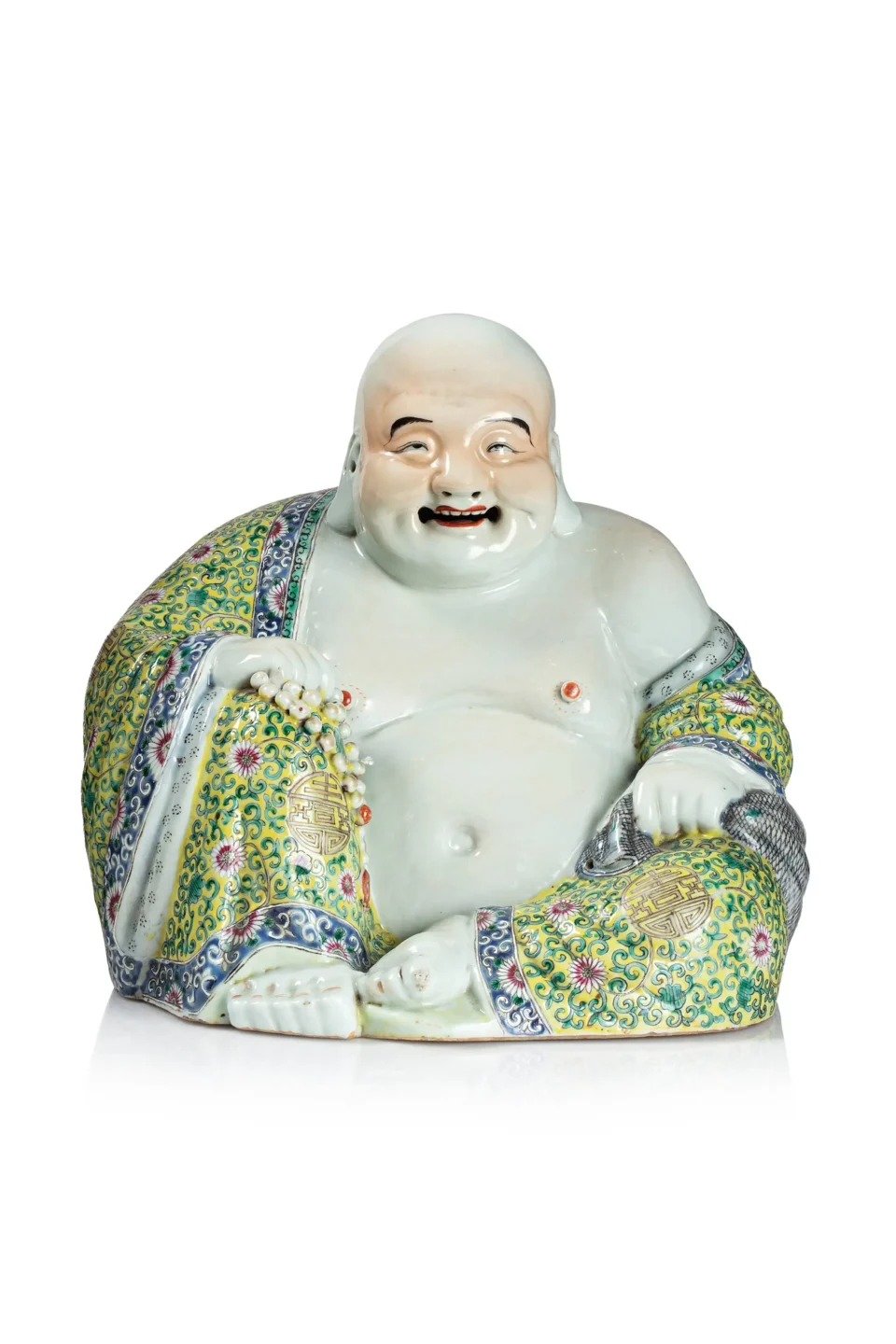 Bouddha en porcelaine polychrome - CHINE - XXe siècle