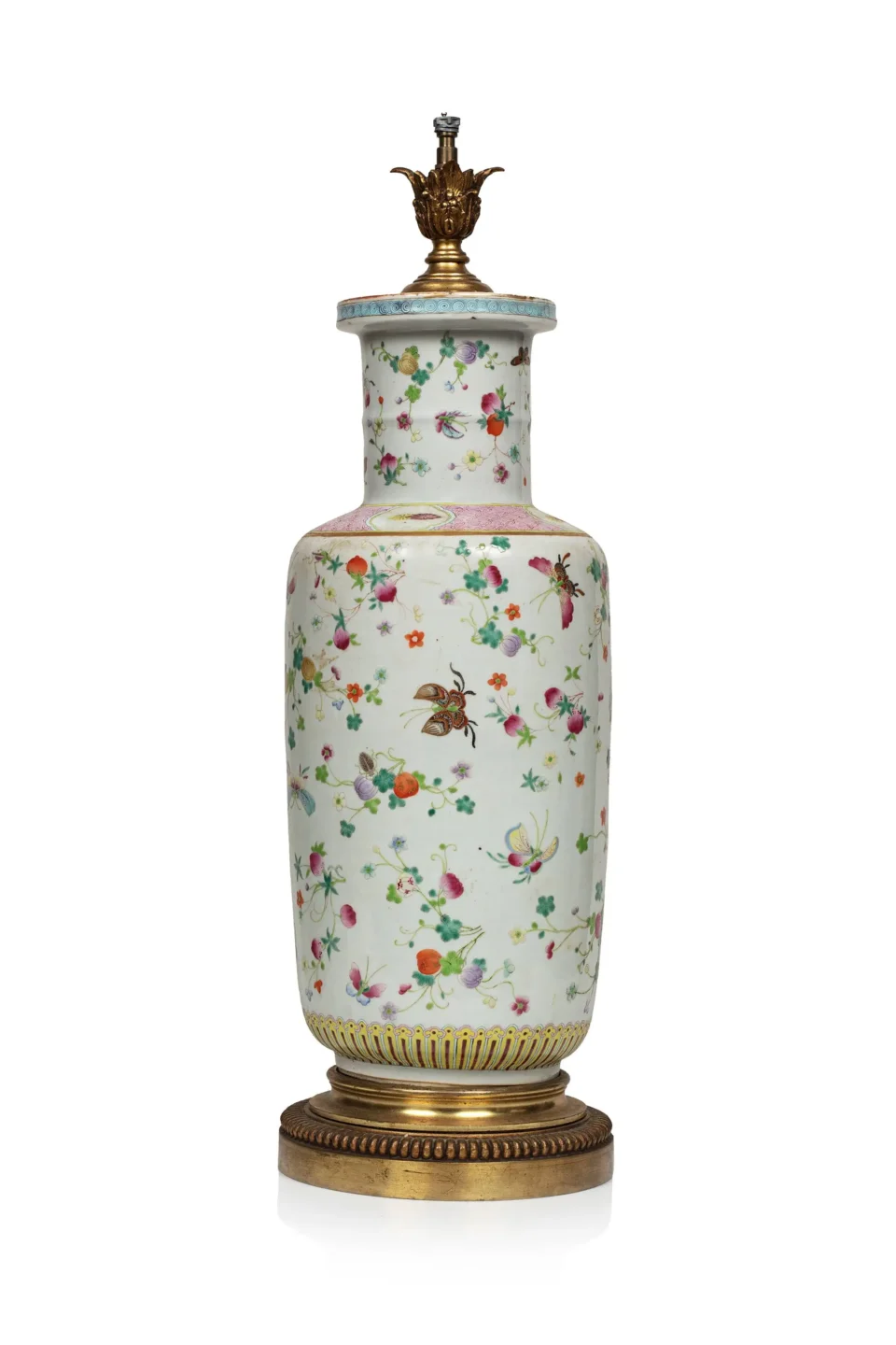 Vase rouleau en porcelaine à décor de la famille rose - CHINE - XIXe siècle