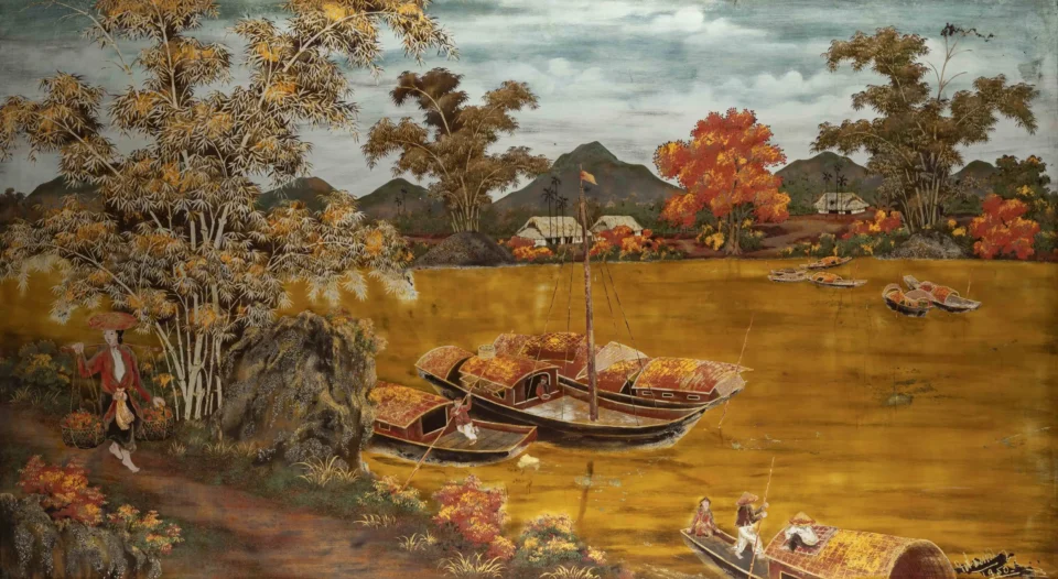 Paysage au bord de la rivière, 1950 - VIETNAM - XXe siècle