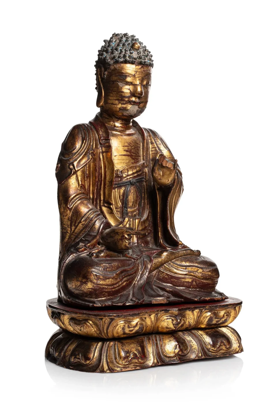 Importante statue de Bouddha en bois laqué doré - CHINE - Dynastie Ming (1368-1644)