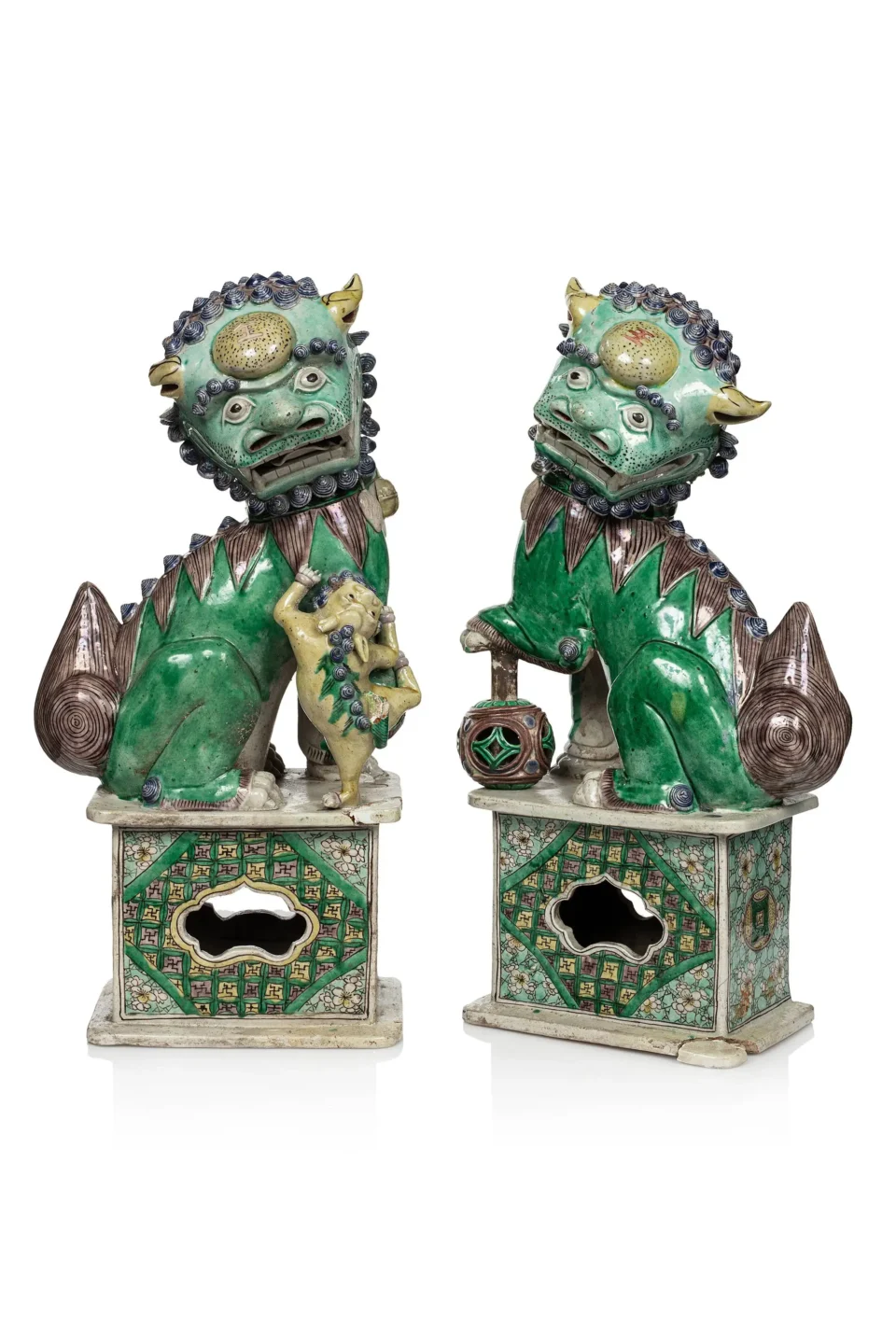 Pair of porcelain fô dogs - CHINA - 19th century