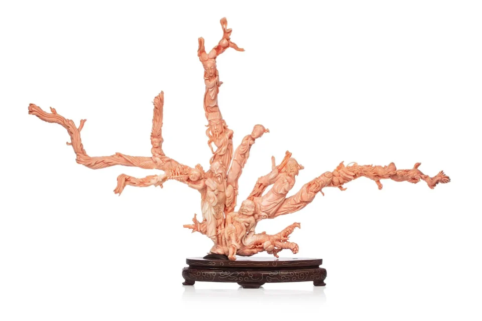 Branche de corail* peau d’ange sculptée - CHINE - XIXe siècle