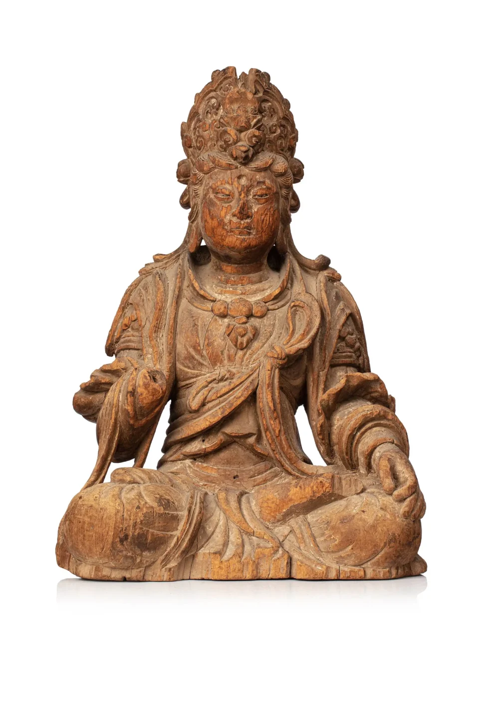 Rare figure de Guanyin en bois sculpté - CHINE - Dynastie Ming (1368-1644)