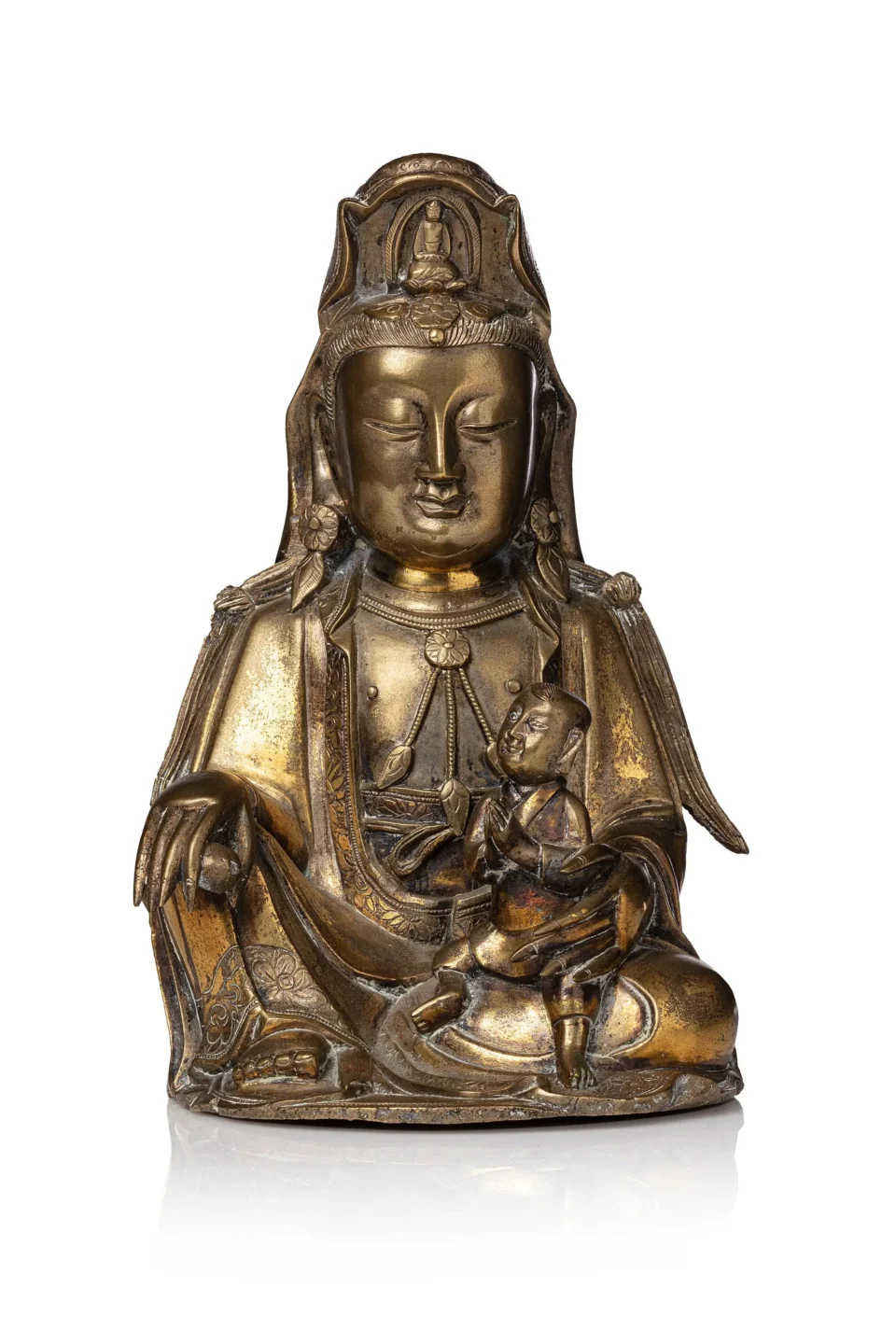 Statuette en bronze doré - CHINE - Dynastie Ming (1368-1644)