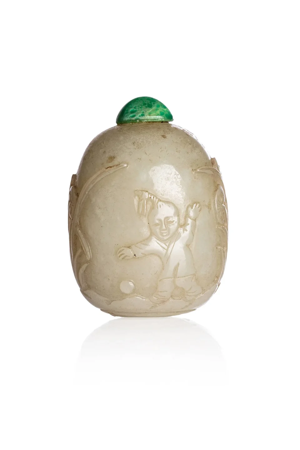 Snuffbox in light celadon jade - CHINA - 19th century