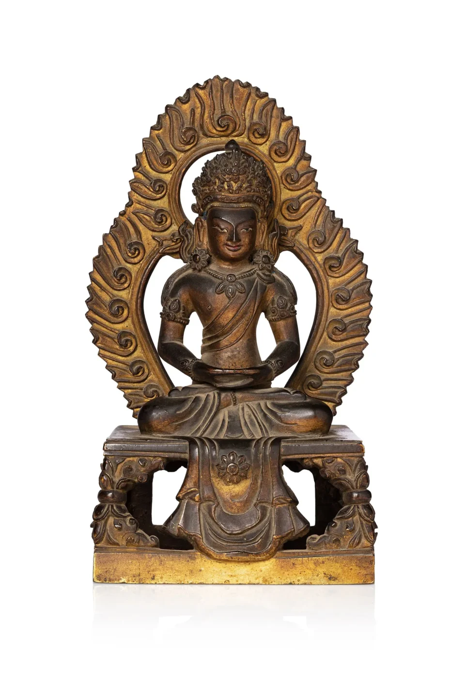 Statuette of Amitayus in gilded bronze - CHINA - 18th century